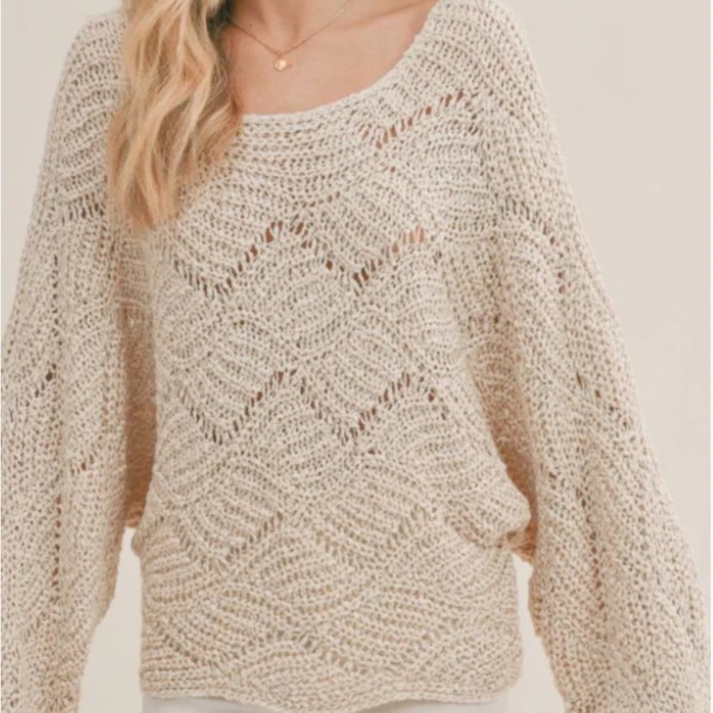 Sadie & Sage Cream Knit Crew Neck Sweater